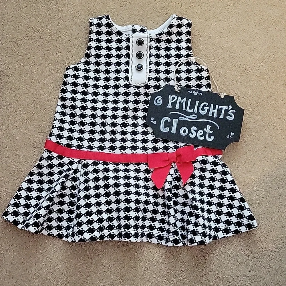 Olivia for Gymboree Dress 12-18 Months Black White Red Sleeveless Houndstooth